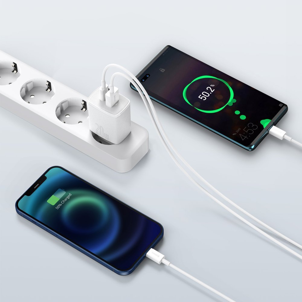 Kompaktiškas Usb-c 20w 3a Pd Qc 3.0 Greitasis įkroviklis, Baltas