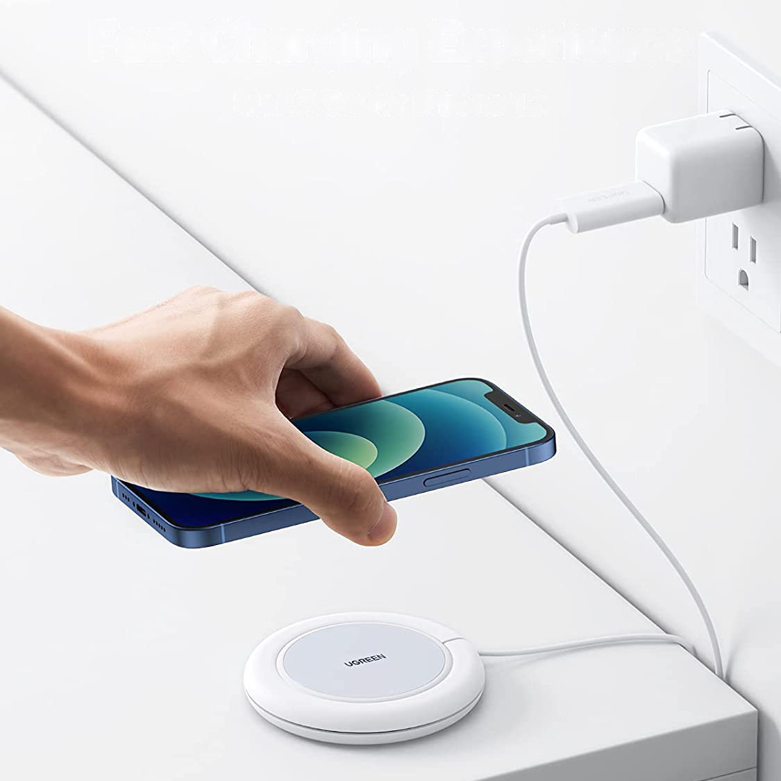 Belaidis įkroviklis Qi 15w Su Silikoniniu Dėklu, Suderinamas Su Magsafe, Baltas