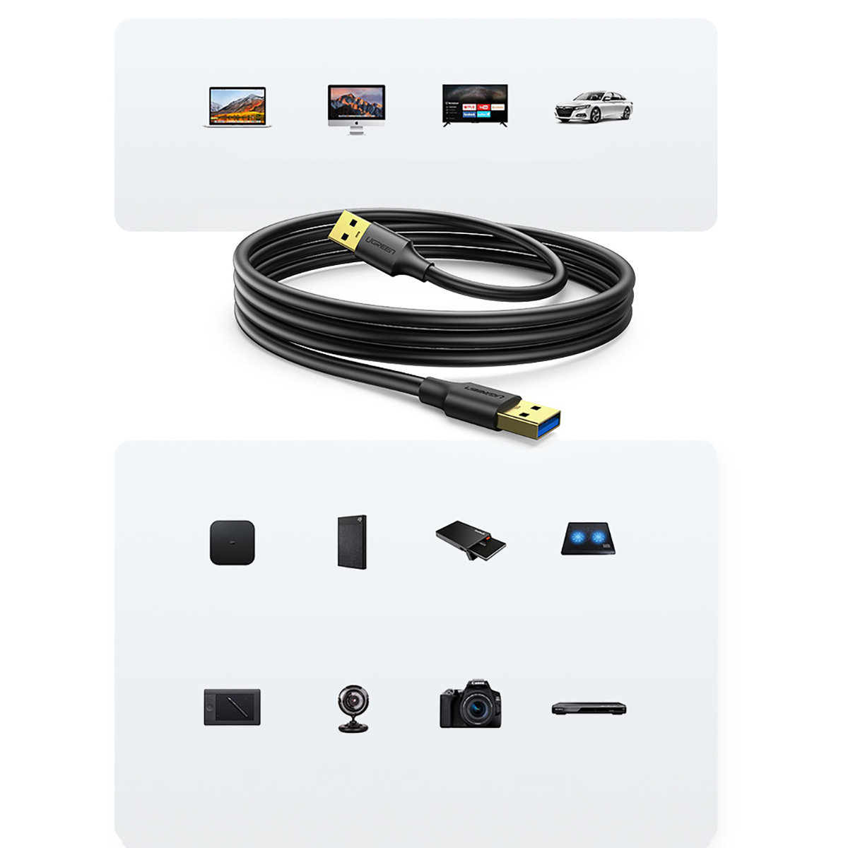 Kabelis Usb - Usb 3.2 3 M Juodas