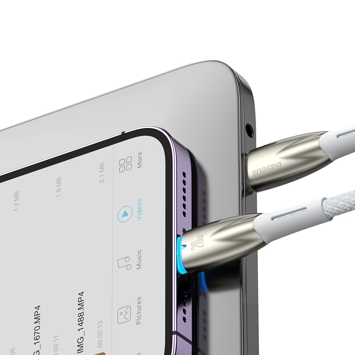Greitasis įkrovimo Kabelis "iphone" Usb-c - "lightning" 480mb/s Pd 20w 1 M Baltas