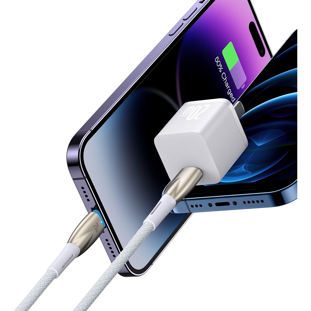 Greitasis įkrovimo Kabelis "iphone" Usb-c - "lightning" 480mb/s Pd 20w 1 M Baltas