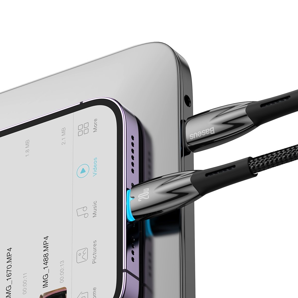 Greitasis įkrovimo Kabelis "iphone" Usb-c - "lightning" 480mb/s Pd 20w 2 M Juodas