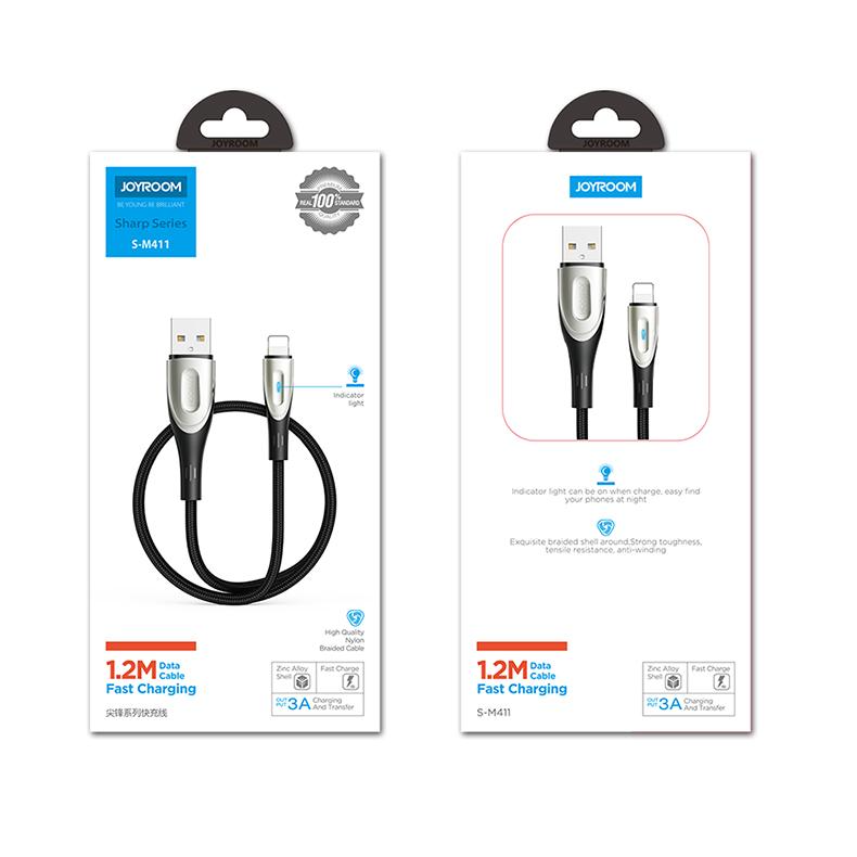 Greitojo įkrovimo Laidas "iphone" Usb-a - "lightning Sharp Series" 1,2 M Juodas