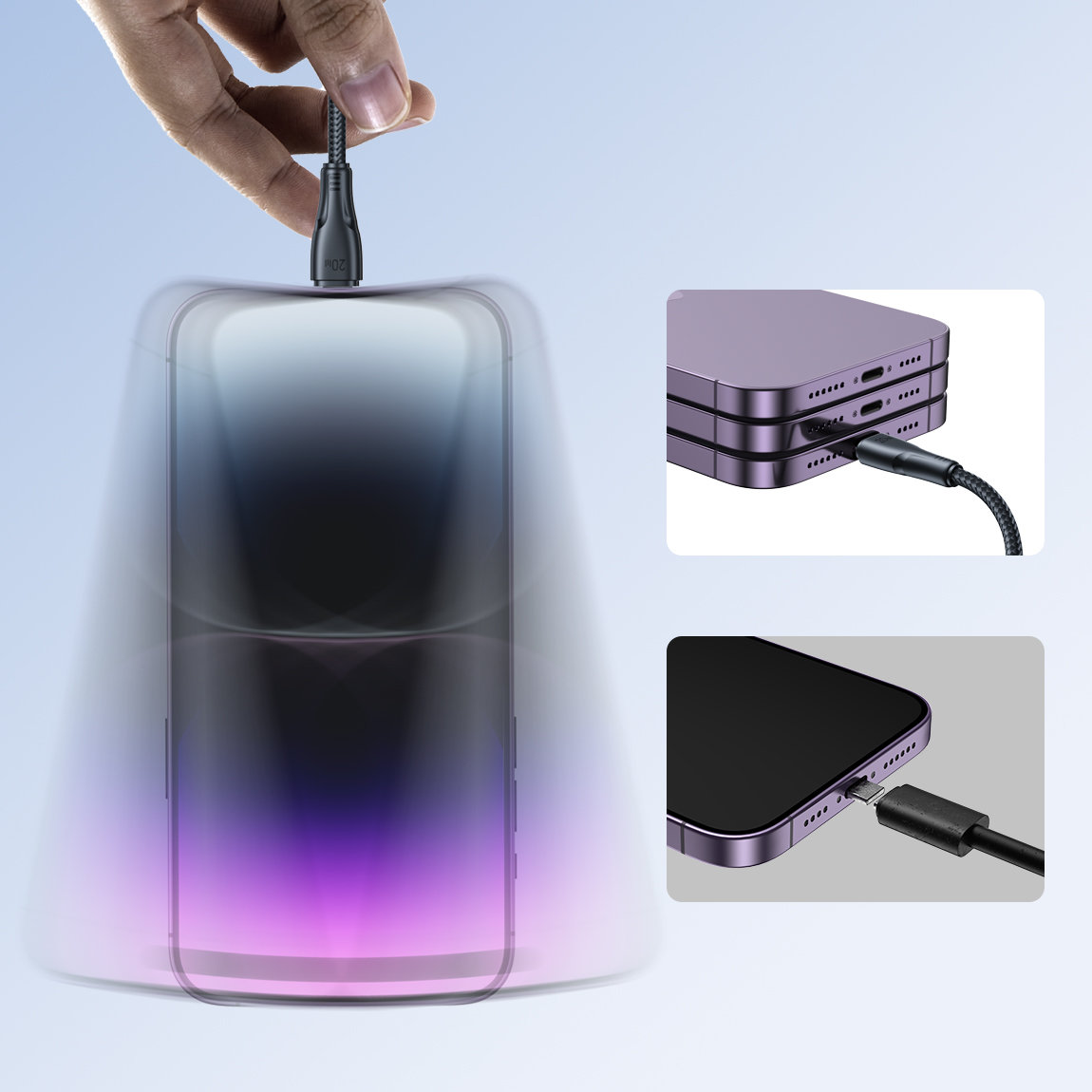"surpass" Serijos Usb-c - "lightning" 20w "iphone" Kabelis 0,25 M Juodas