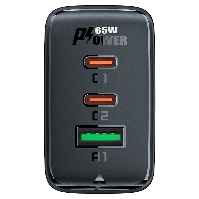 Gan 2x Usb-c Usb-a Pps Pd Qc4+ 65w Greitasis įkroviklis Baltos Spalvos