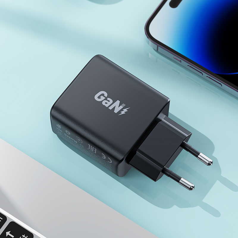 Gan 35w Pd 2x Usb-c Greitasis įkroviklis Juodas