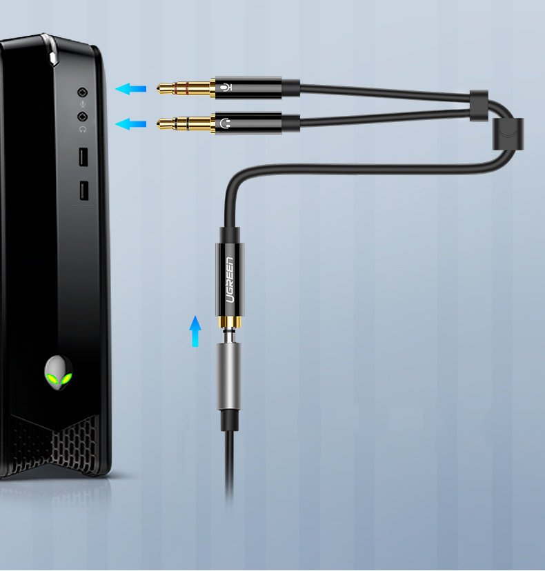 Aux 3,5 Mm Mini Lizdo Adapteris Su Mikrofonu Ir Ausinėmis, Juodas