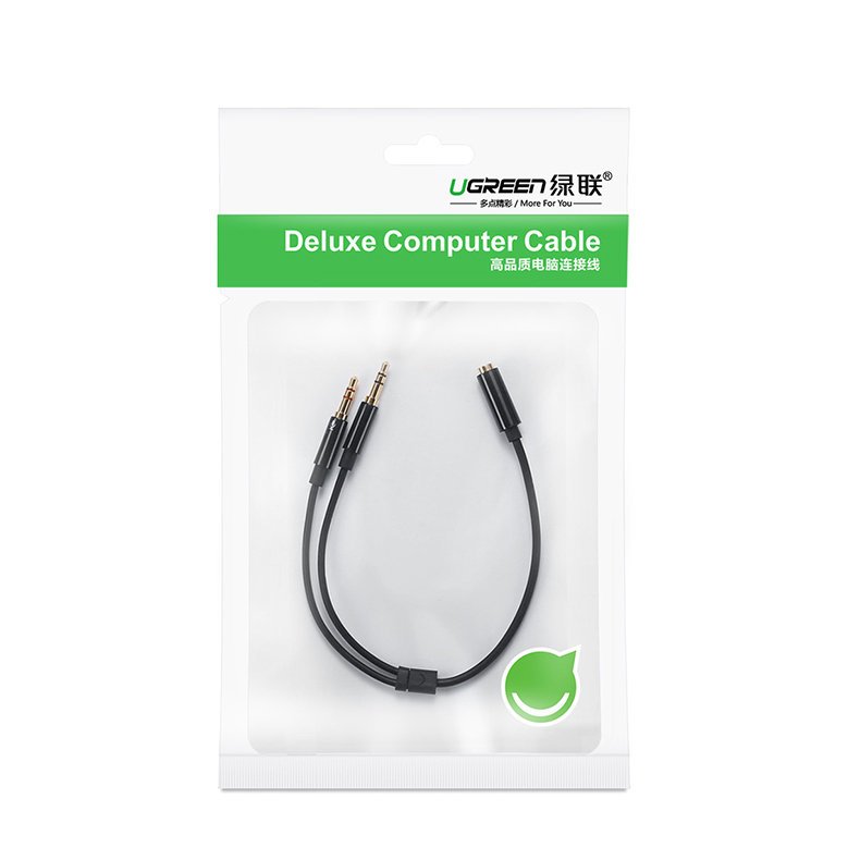 Aux 3,5 Mm Mini Lizdo Adapteris Su Mikrofonu Ir Ausinėmis, Juodas