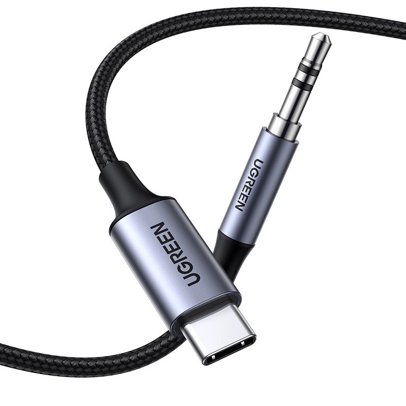 Stereofoninis Garso Kabelis Aux 3,5 Mm Mini Lizdas - Usb-c, Skirtas Planšetiniam Telefonui, 1 M, Juodas