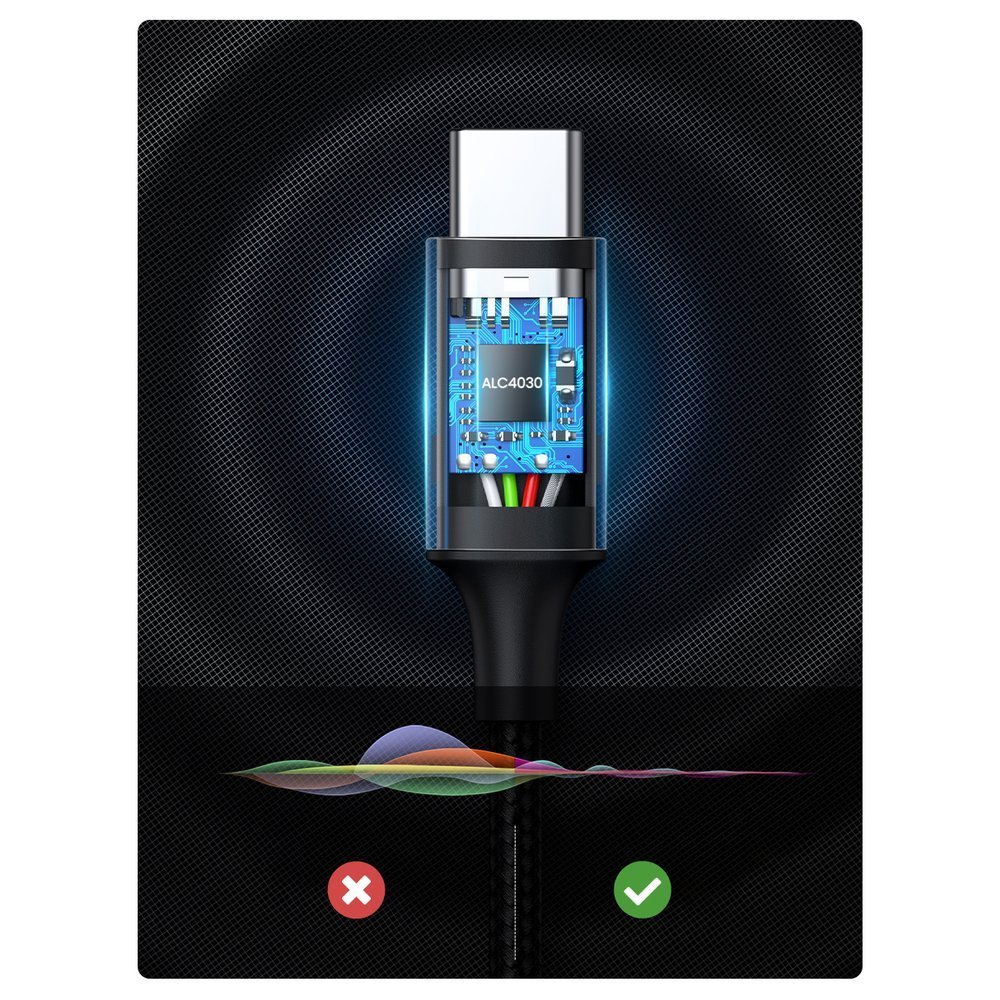 Stereofoninis Garso Kabelis Aux 3,5 Mm Mini Lizdas - Usb-c, Skirtas Planšetiniam Telefonui, 1 M, Juodas