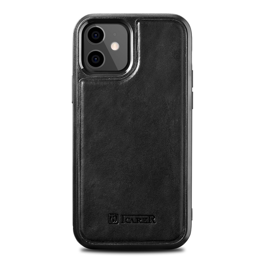 Tikra Oda Dengtas Dėklas Iphone 12 Mini Leather Oil Wax Juodas