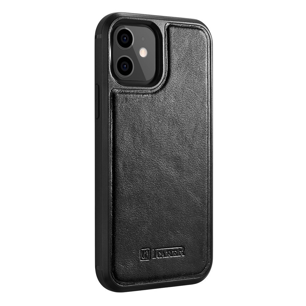 Tikra Oda Dengtas Dėklas Iphone 12 Mini Leather Oil Wax Juodas