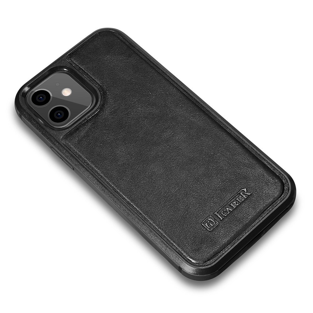 Tikra Oda Dengtas Dėklas Iphone 12 Mini Leather Oil Wax Juodas