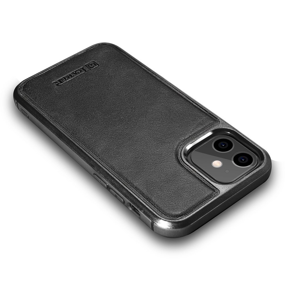 Tikra Oda Dengtas Dėklas Iphone 12 Mini Leather Oil Wax Juodas