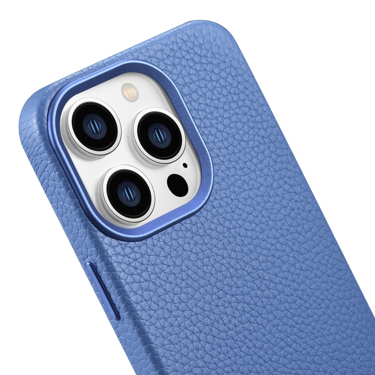 Odinis "iphone 14 Pro" Magnetinis Dėklas Su Magsafe Litchi Premium Leather Case Blue