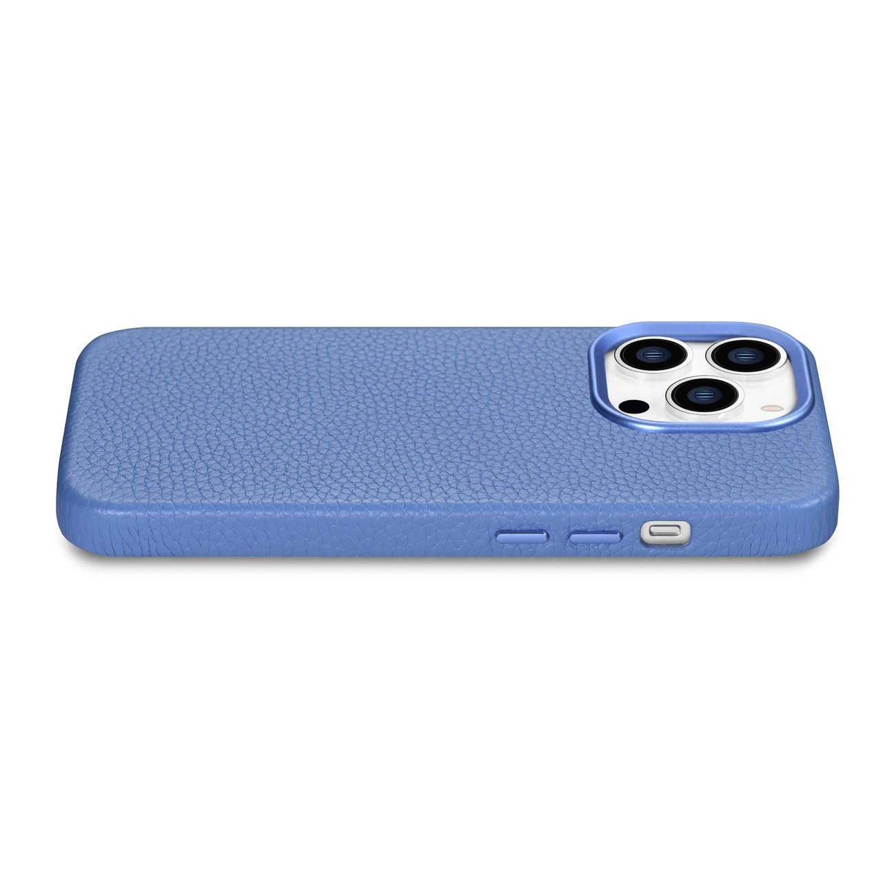 Odinis "iphone 14 Pro" Magnetinis Dėklas Su Magsafe Litchi Premium Leather Case Blue