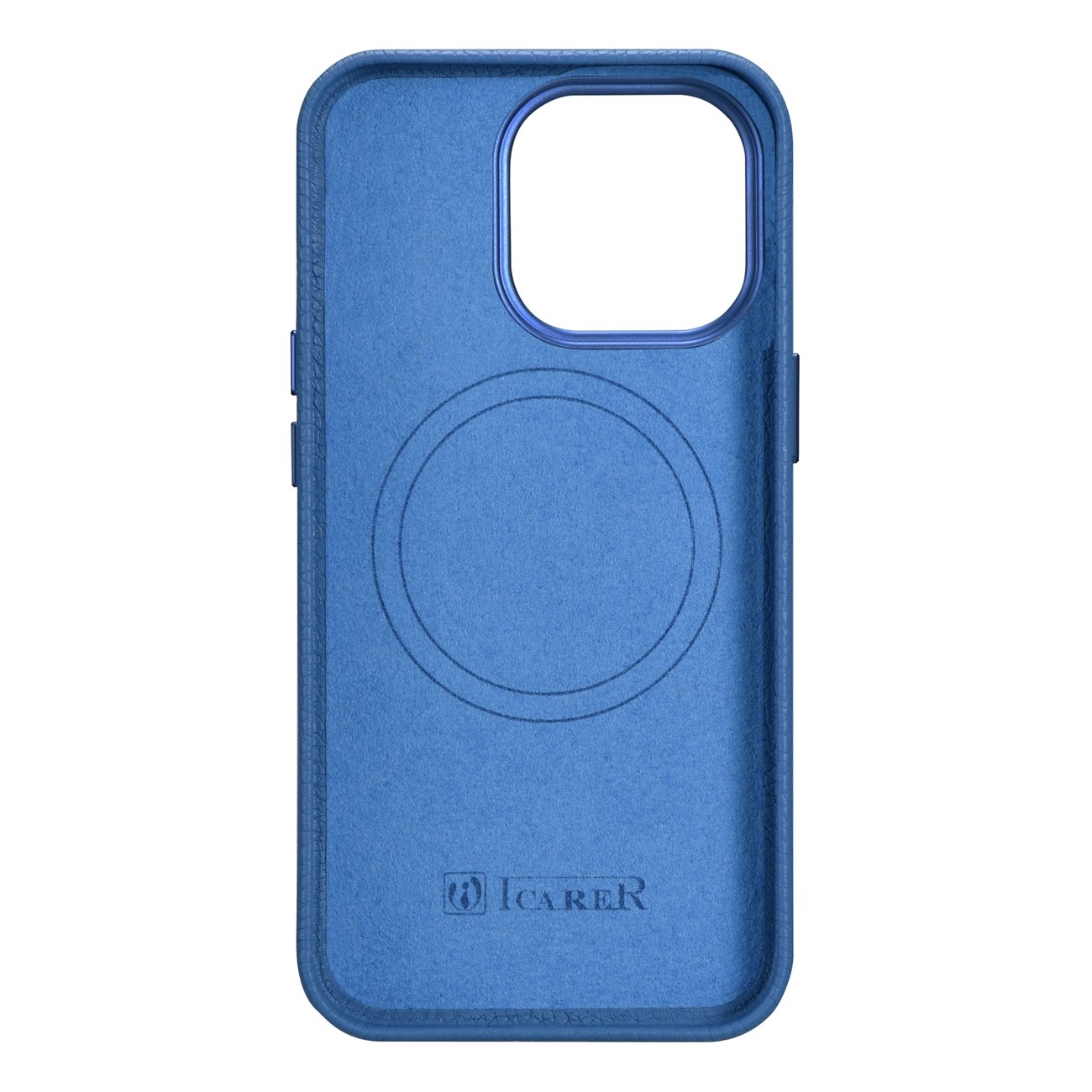 Odinis "iphone 14 Pro" Magnetinis Dėklas Su Magsafe Litchi Premium Leather Case Blue
