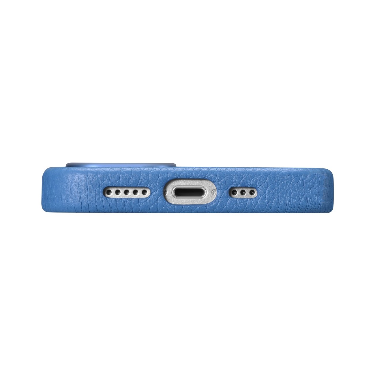 Odinis "iphone 14 Pro" Magnetinis Dėklas Su Magsafe Litchi Premium Leather Case Blue