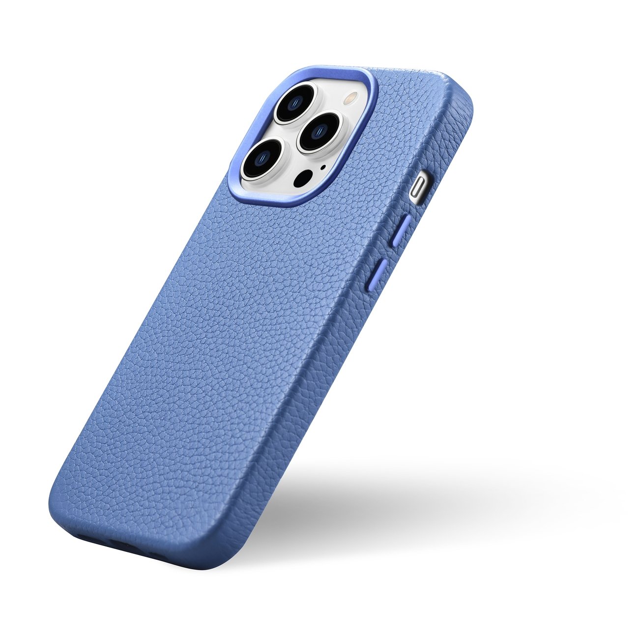 Odinis "iphone 14 Pro" Magnetinis Dėklas Su Magsafe Litchi Premium Leather Case Blue
