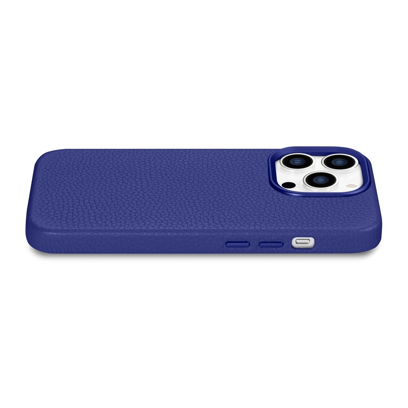 Odinis "iphone 14 Pro Max" Magnetinis Dėklas Su Magsafe Litchi Premium Leather Case Tamsiai Mėlynas