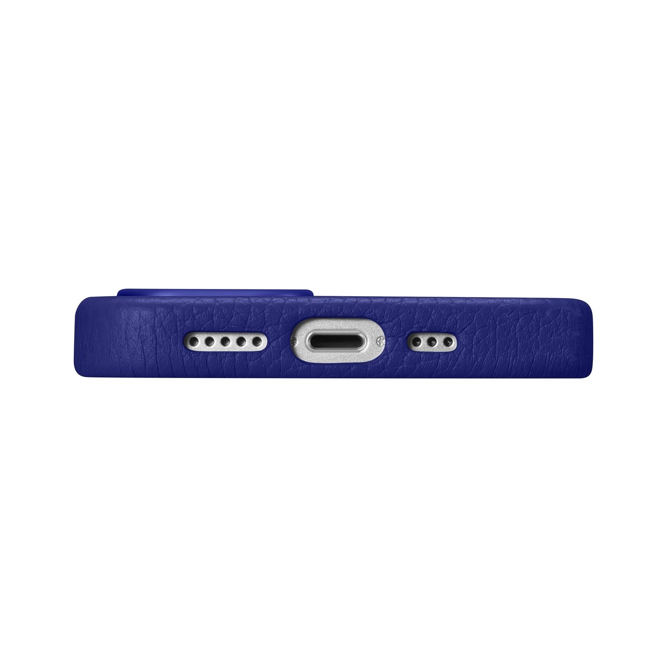 Odinis "iphone 14 Pro Max" Magnetinis Dėklas Su Magsafe Litchi Premium Leather Case Tamsiai Mėlynas