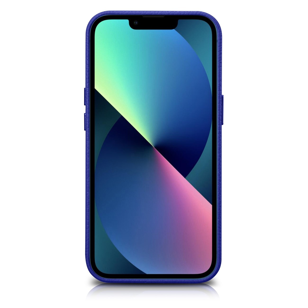 Odinis "iphone 14 Pro Max" Magnetinis Dėklas Su Magsafe Litchi Premium Leather Case Tamsiai Mėlynas