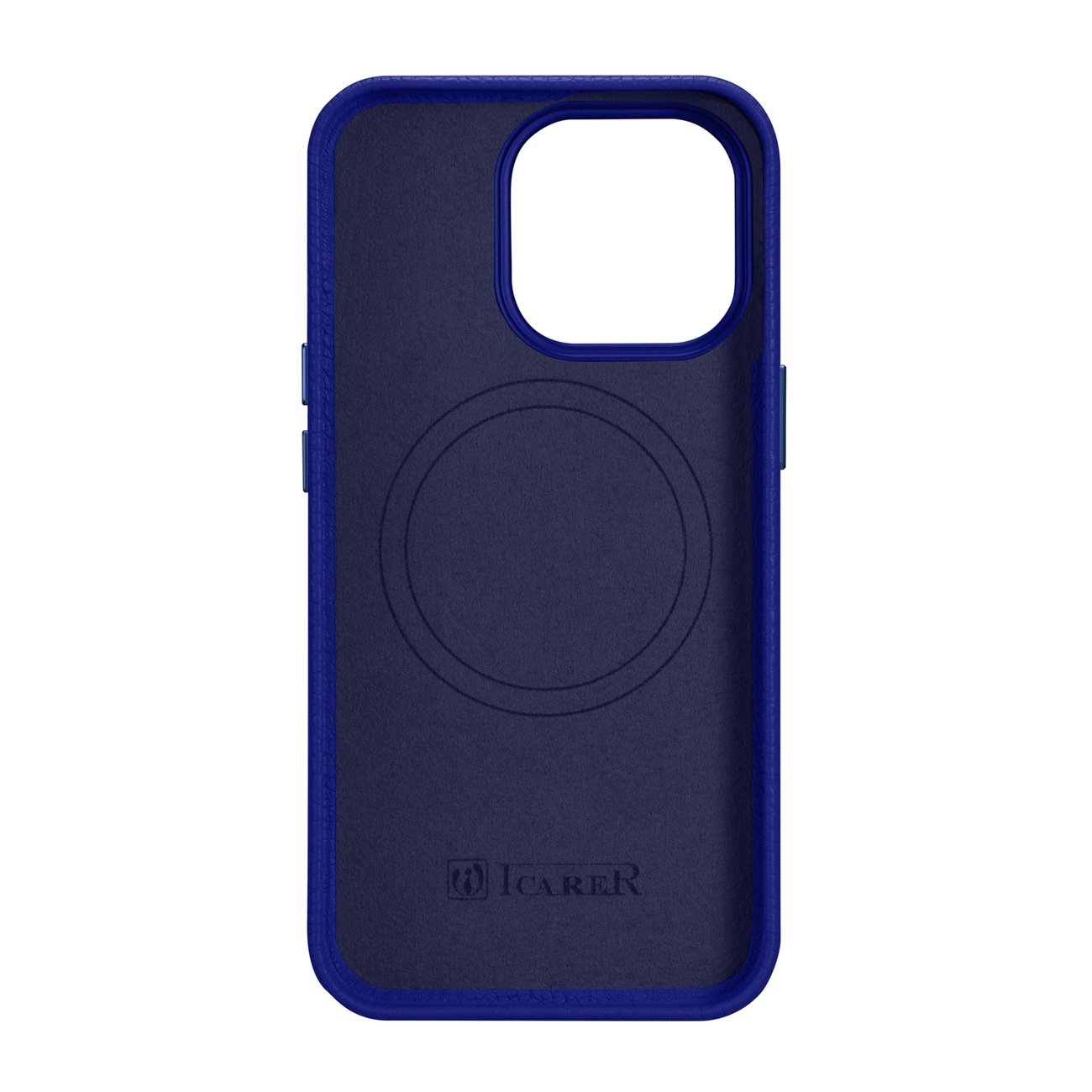 Odinis "iphone 14 Pro Max" Magnetinis Dėklas Su Magsafe Litchi Premium Leather Case Tamsiai Mėlynas