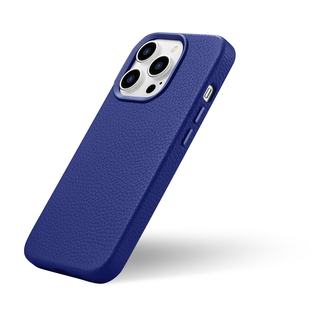Odinis "iphone 14 Pro Max" Magnetinis Dėklas Su Magsafe Litchi Premium Leather Case Tamsiai Mėlynas