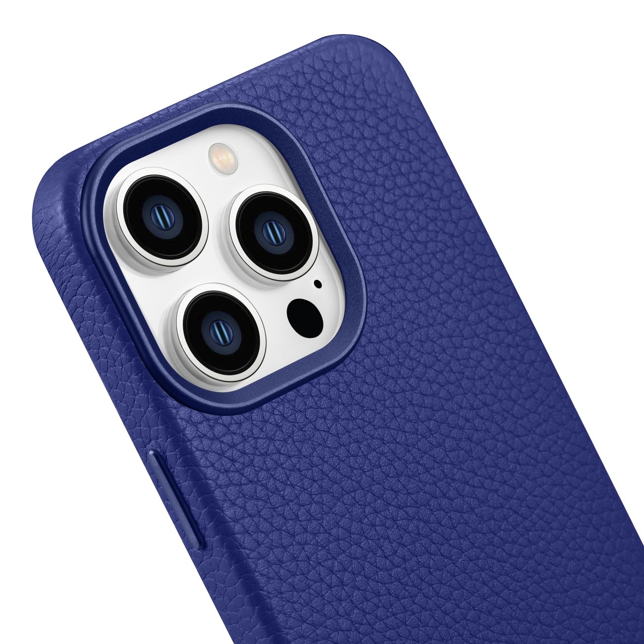 Odinis "iphone 14 Pro Max" Magnetinis Dėklas Su Magsafe Litchi Premium Leather Case Tamsiai Mėlynas