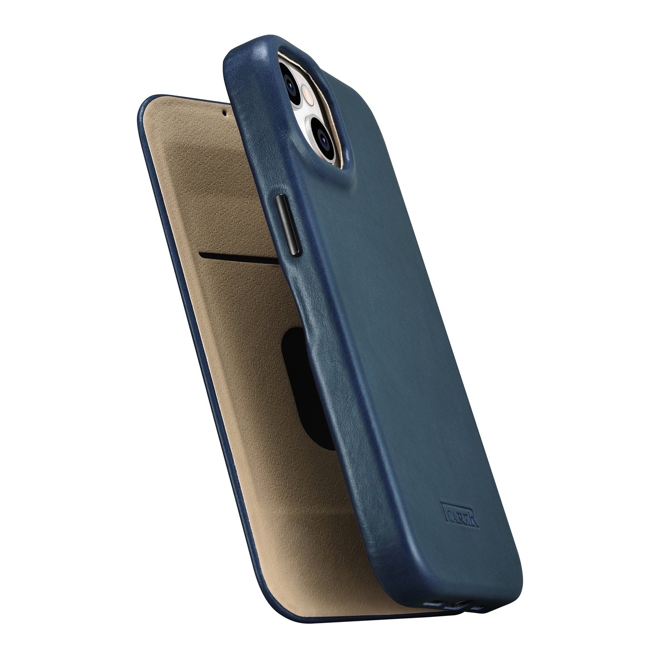 Odinis Dėklas Iphone 14 Su Magnetiniu Atvartu Magsafe Ce Oil Wax Premium Leather Blue
