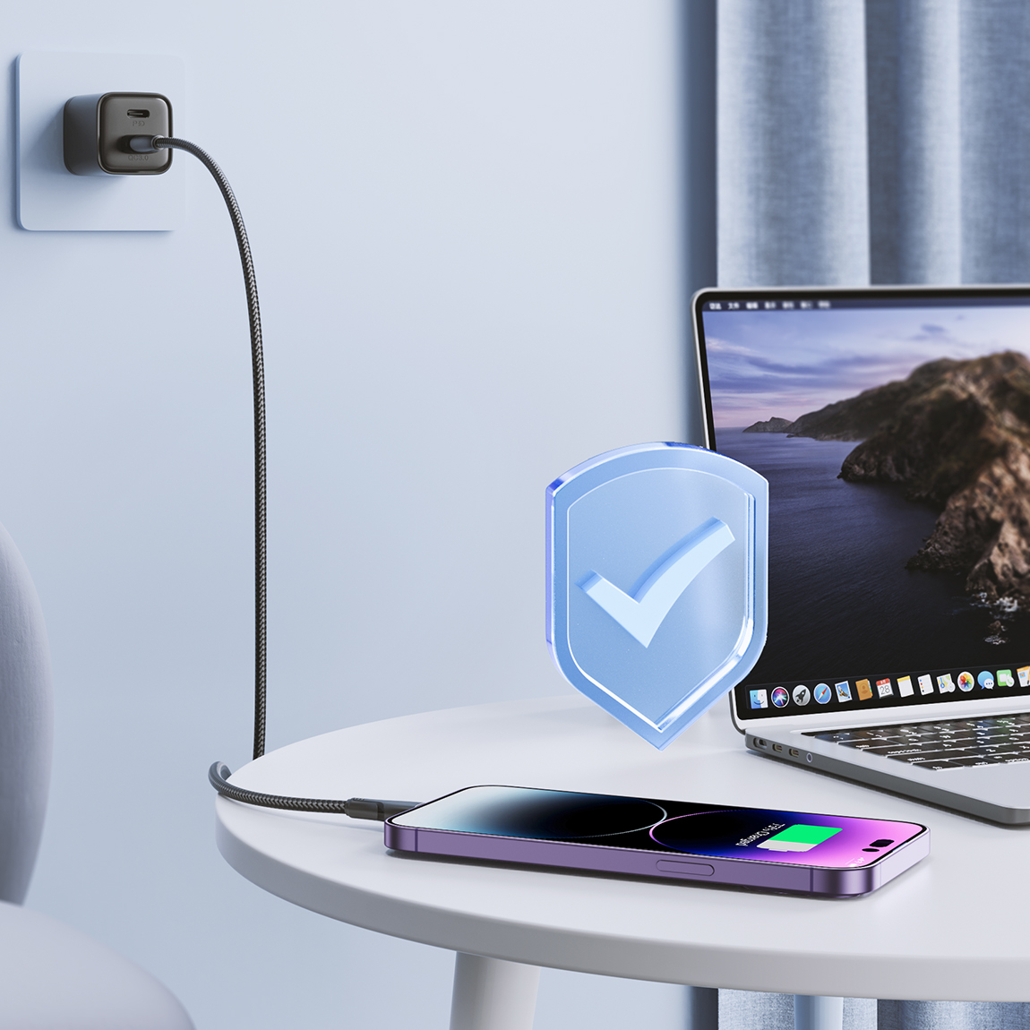 Kabelis "iphone" Usb - "lightning" 2.4a "surpass Series" 1,2 M Juodas