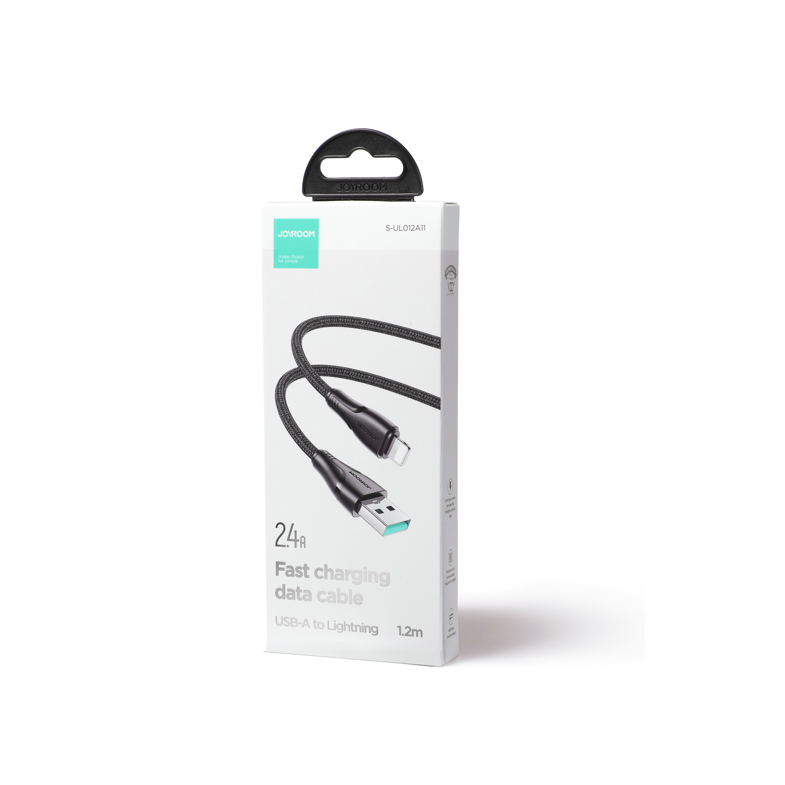 Kabelis "iphone" Usb - "lightning" 2.4a "surpass Series" 1,2 M Juodas