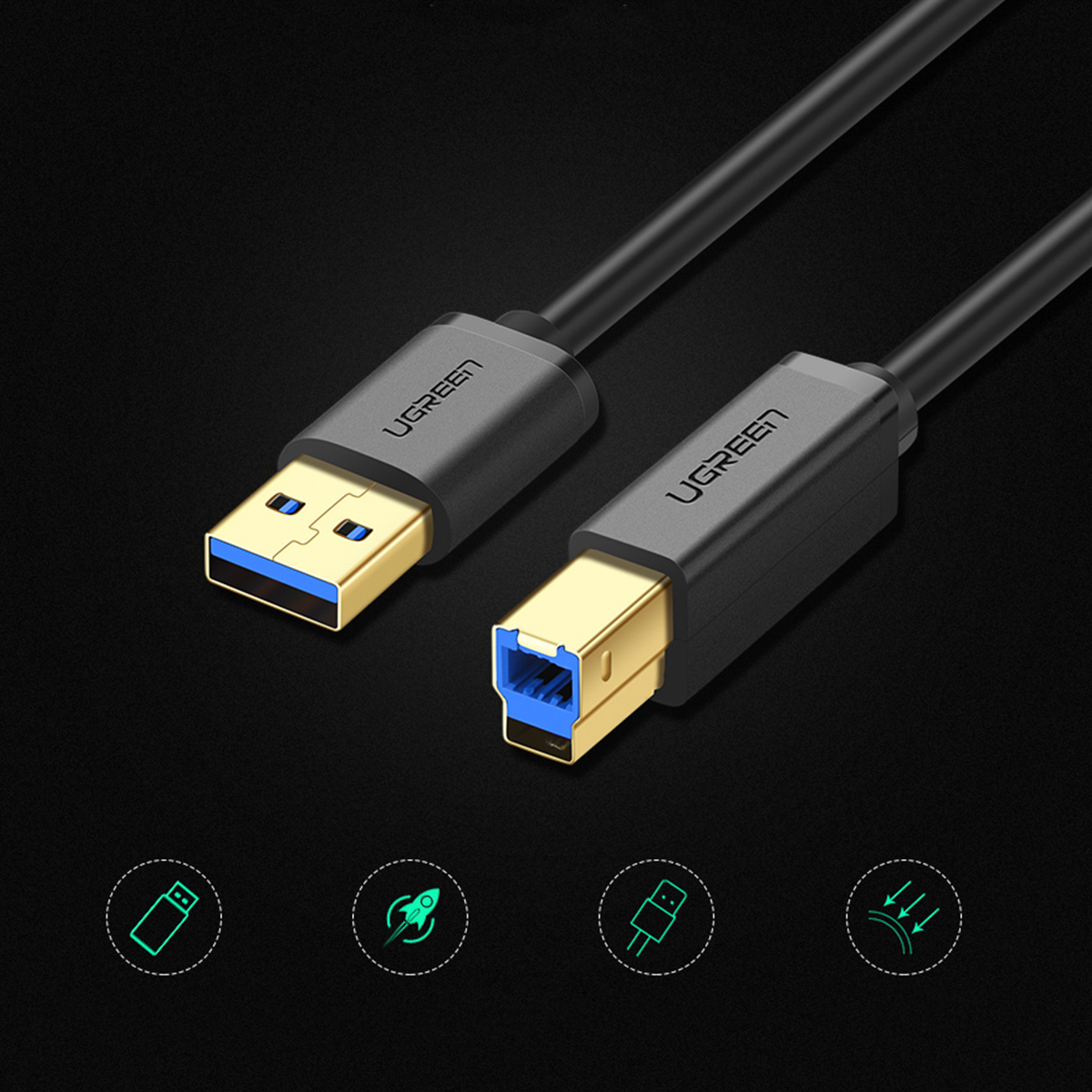 Spausdintuvo Kabelis Usb-a - Usb-b 5gb/s 2 M Juodas