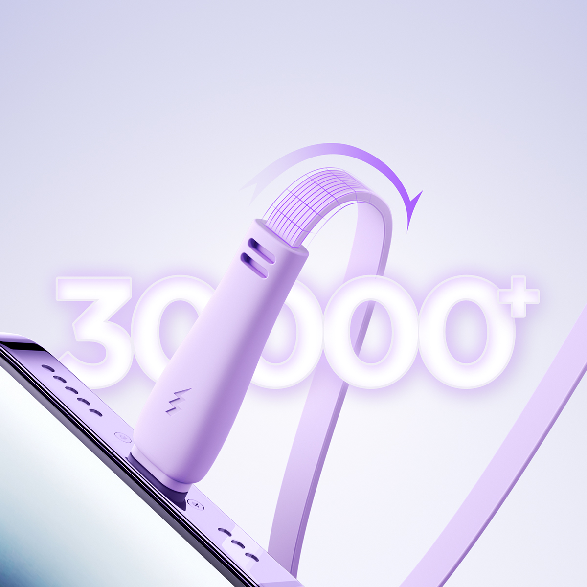 3in1 Spalvingos Serijos Usb-a į Usb-c / Iphone Lightning / Microusb Ištraukiamas Kabelis 1 M Violetinės Spalvos