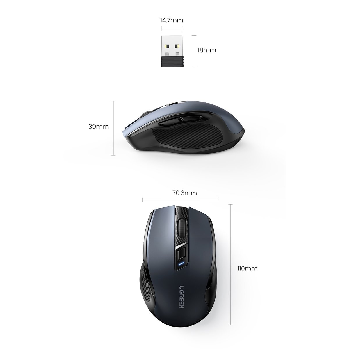 Optinė Belaidė Pelė Usb 2,4 Ghz / "bluetooth 5.0" 4000 Dpi Juoda
