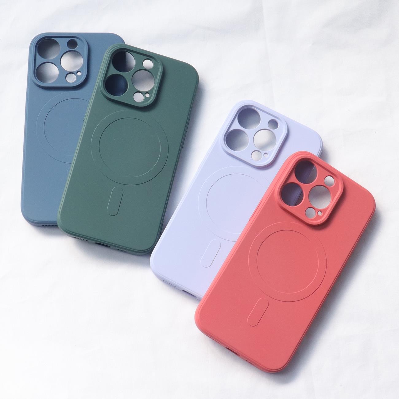 Silikoninis Dėklas Su "magsafe" Iphone 15 Pro Max Silikoninis Dėklas Violetinės Spalvos