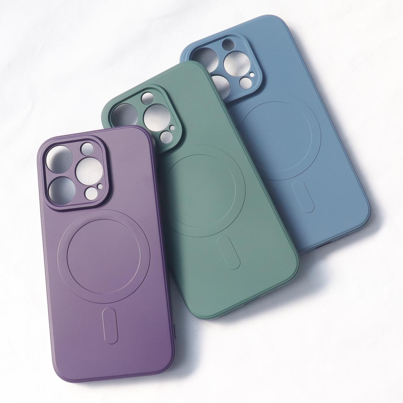 Silikoninis Dėklas Su "magsafe" Iphone 15 Pro Max Silikoninis Dėklas Violetinės Spalvos