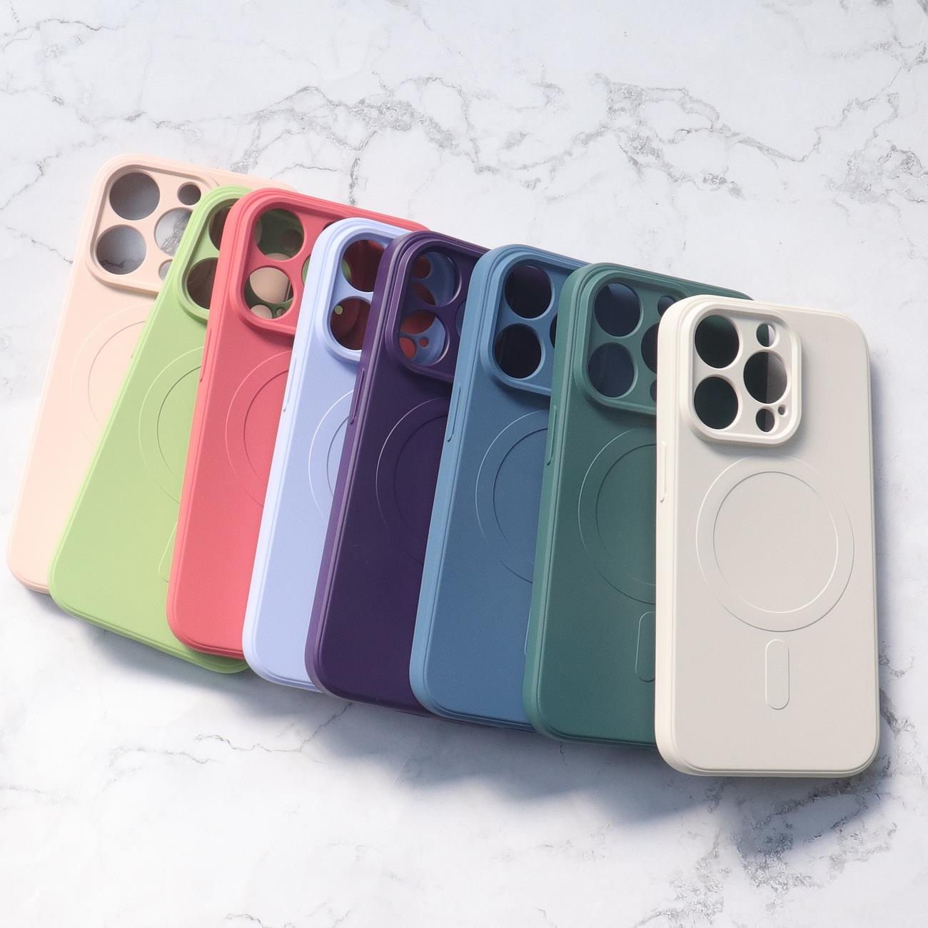 Silikoninis Dėklas Su "magsafe" Iphone 15 Pro Max Silikoninis Dėklas Violetinės Spalvos