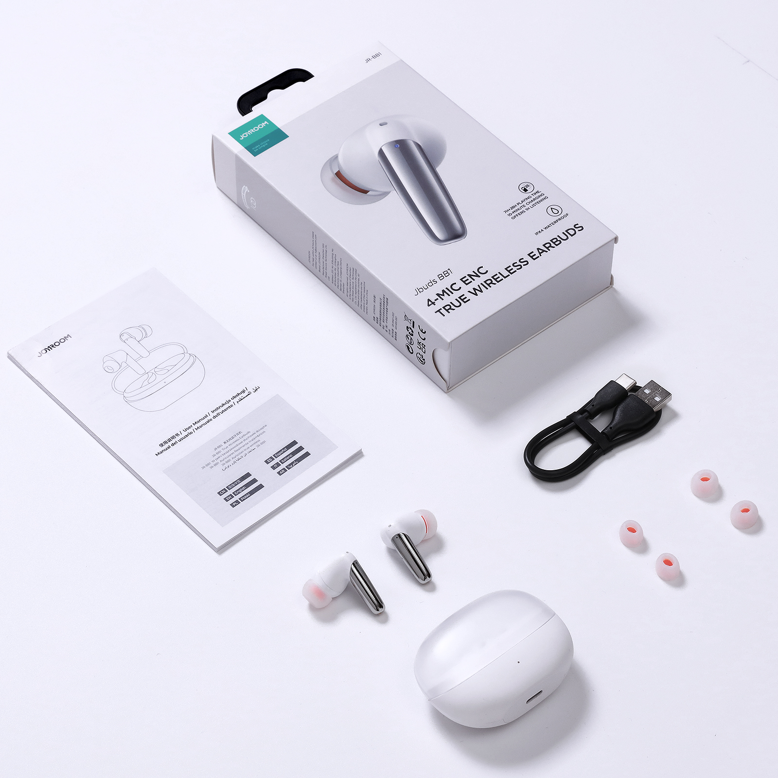 Enc Jbuds Serijos Usb-c Belaidės Ausinės į Ausis Baltos Spalvos