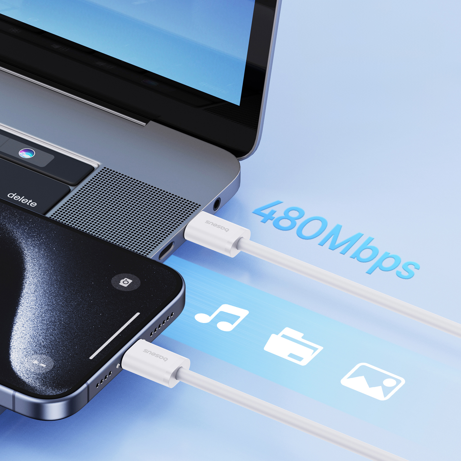 Usb-c Kabelis 30w Pd 480mb/s Superior Series Ll 2 M Baltas