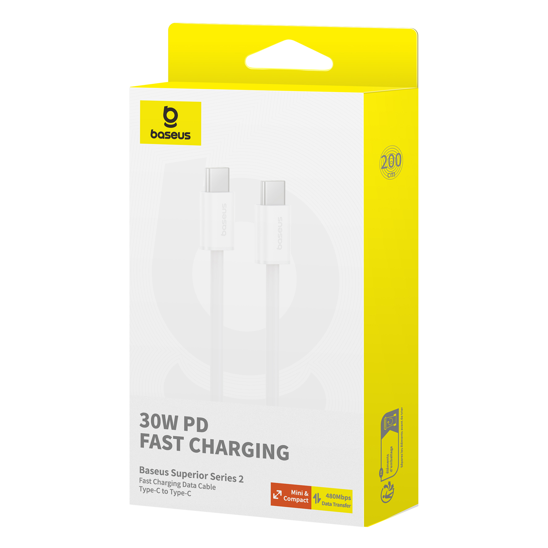 Usb-c Kabelis 30w Pd 480mb/s Superior Series Ll 2 M Baltas