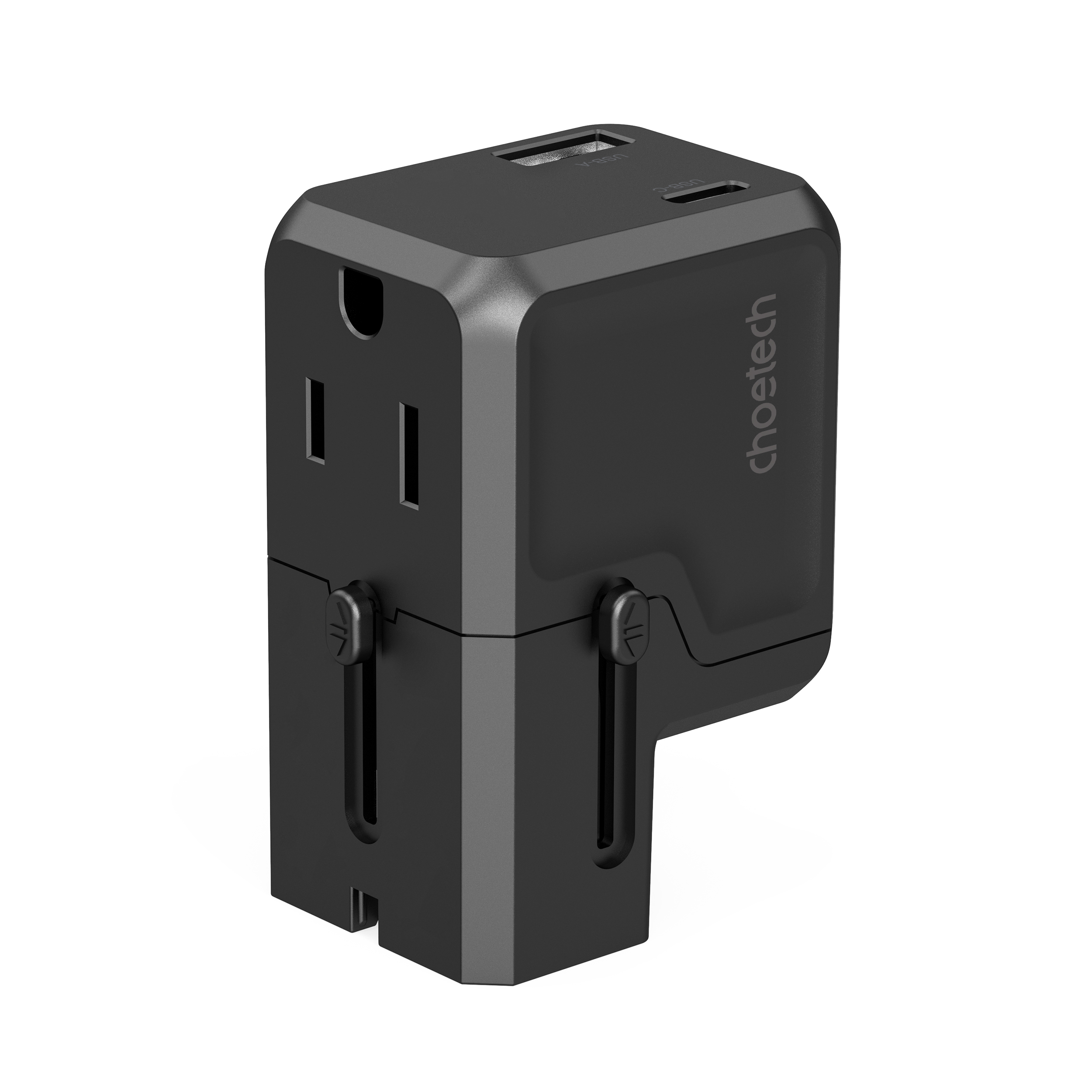 Universalus Kelioninis įkroviklis Usb-c Usb-a Pd 20w Kištukai Usa Eu Uk Au Juodas