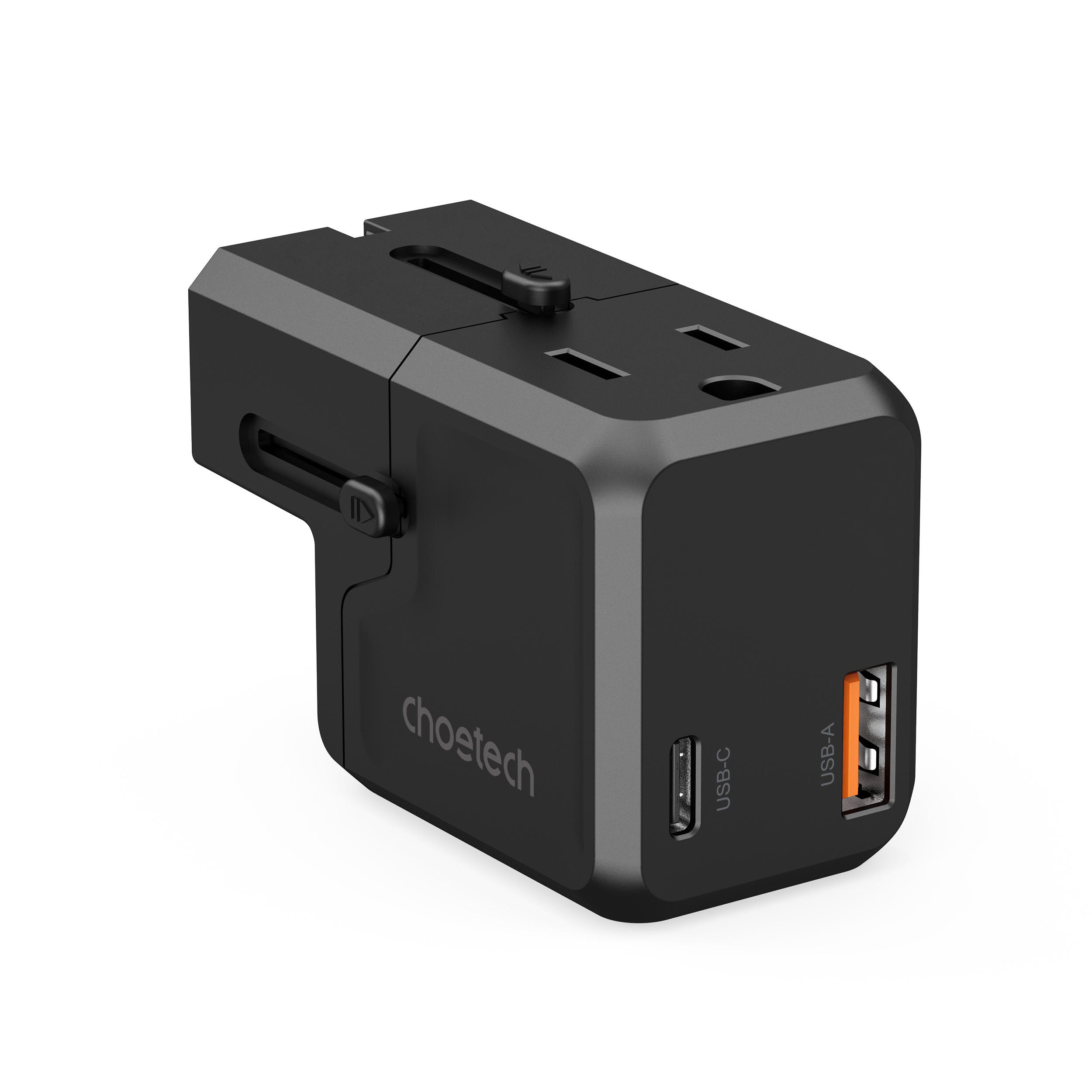Universalus Kelioninis įkroviklis Usb-c Usb-a Pd 20w Kištukai Usa Eu Uk Au Juodas