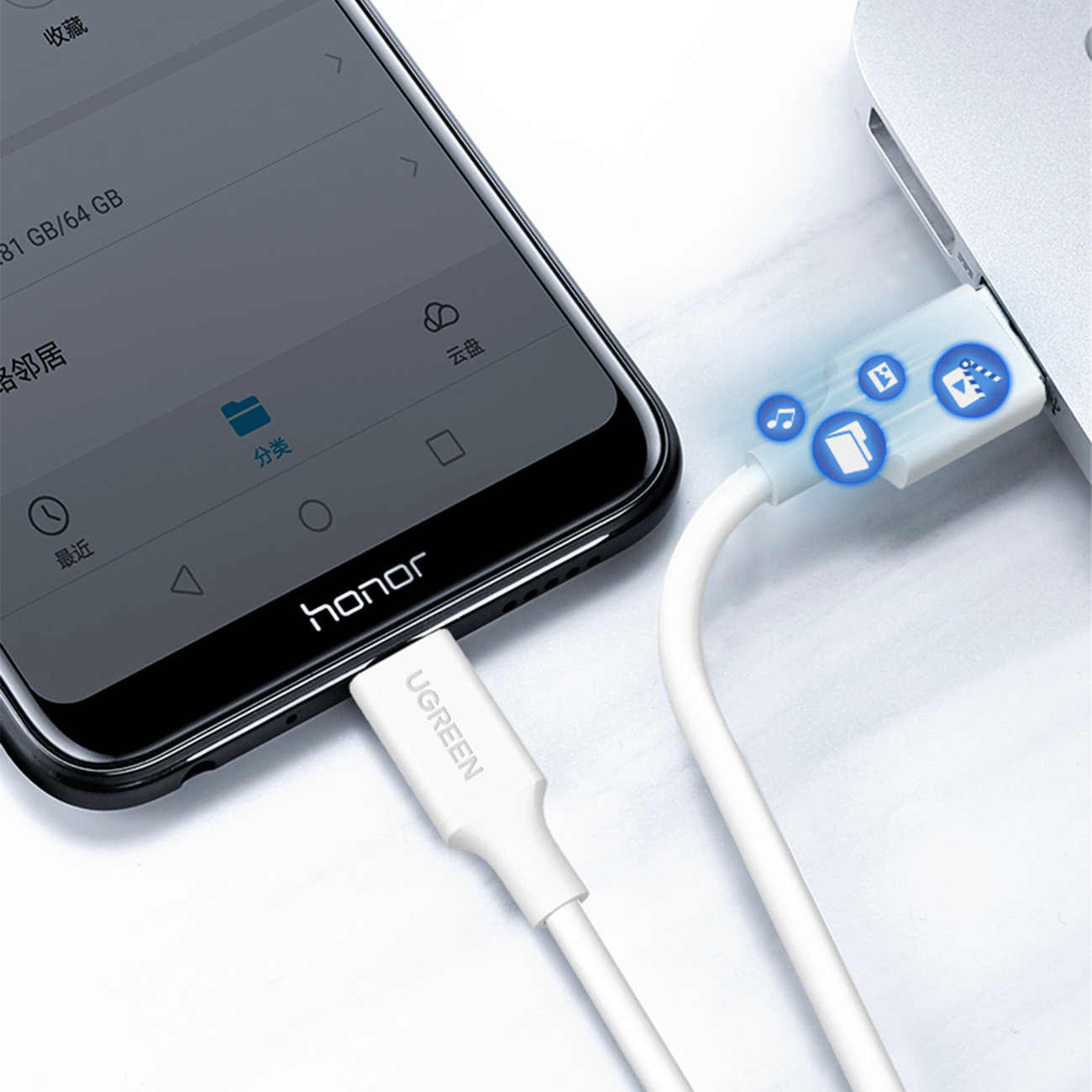 Pvc Kabelis Usb0-a - Microusb 480 Mb/s 2 M Baltas