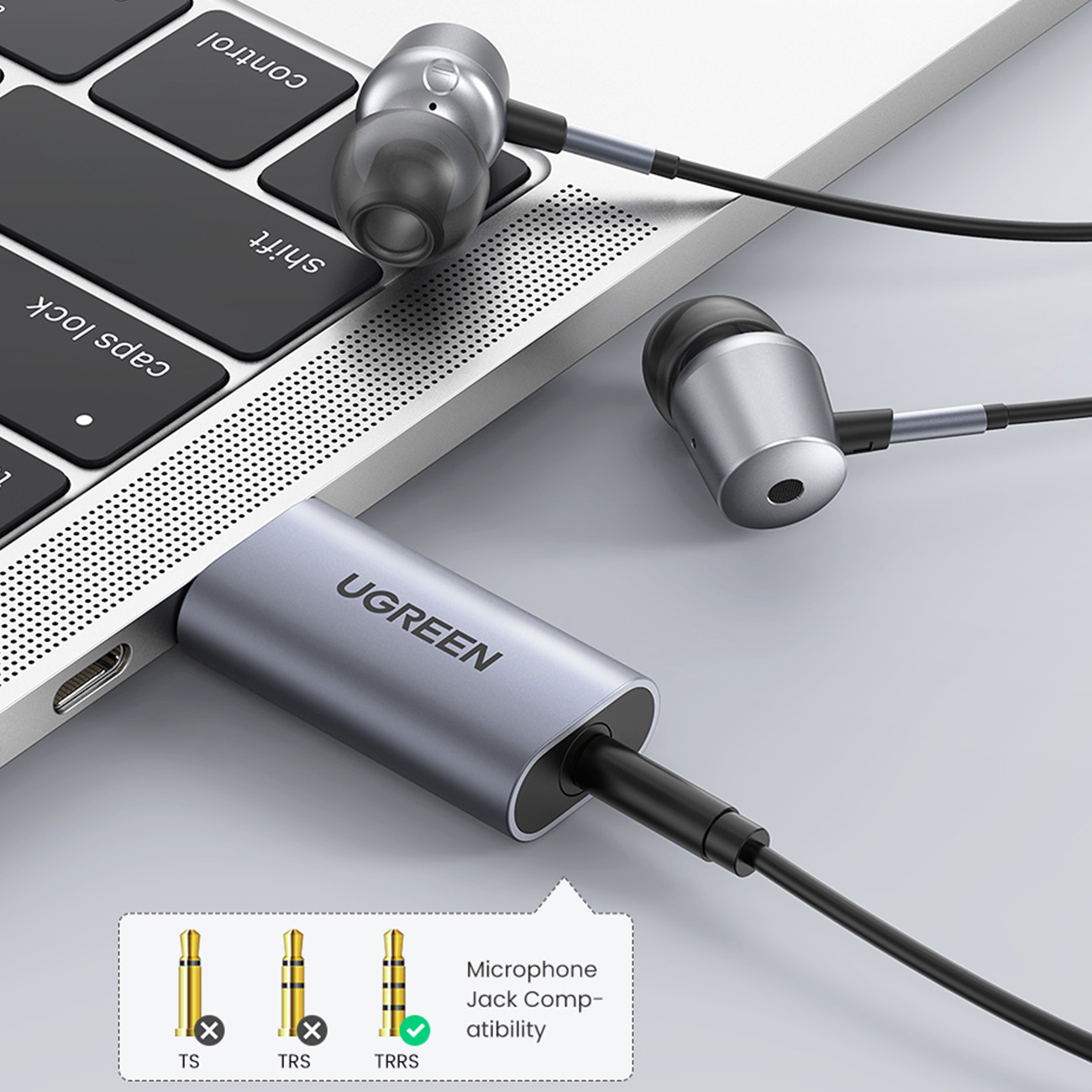 Usb-a į Minijack 3,5 Mm Ausinių Garso Adapteris Pilkos Spalvos