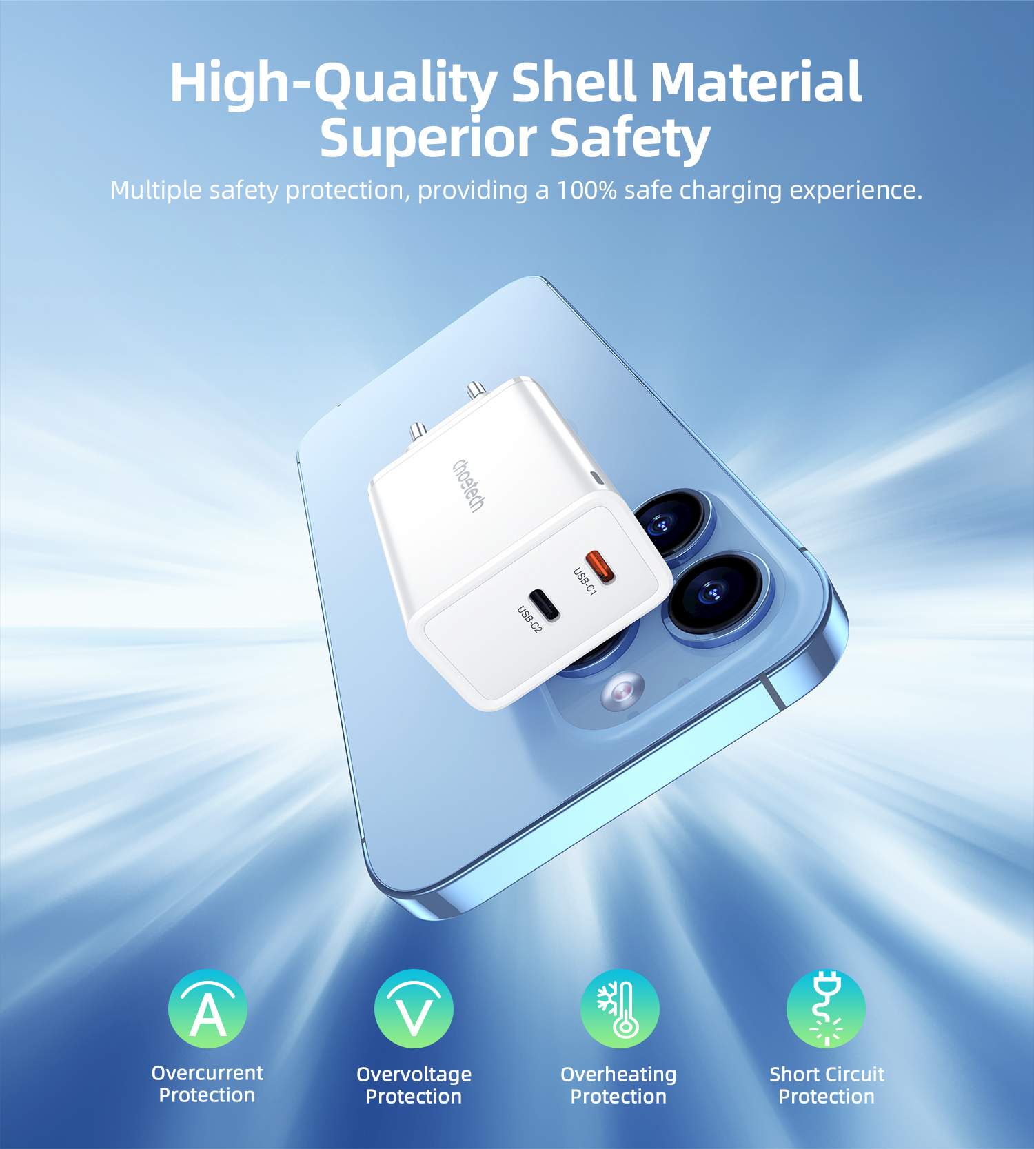 Gan 2x Usb-c Pd 65w Tinklo įkroviklis, Baltas