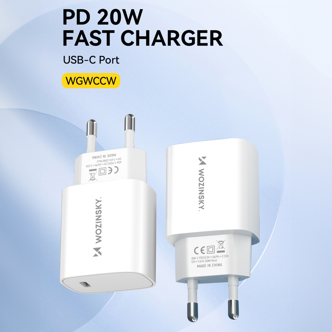 20w Usb-c 100-240v Tinklo įkroviklis, Baltos Spalvos
