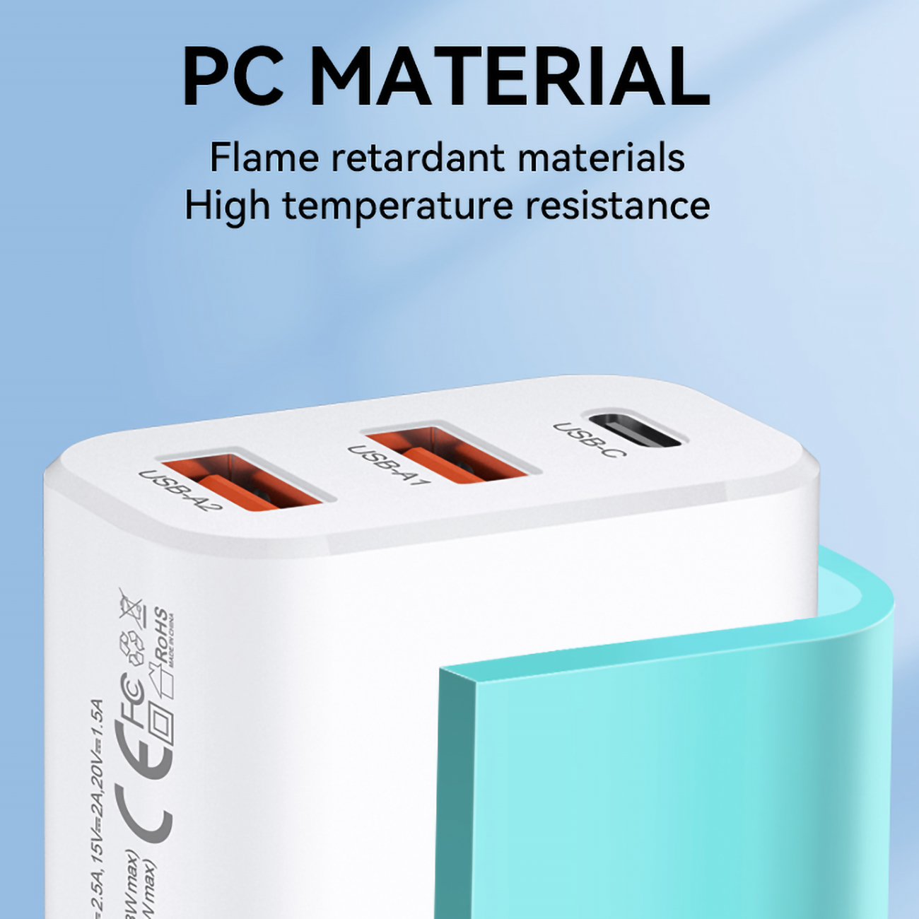 100-240v 30w Usb-c 2x Usb-a Tinklo įkroviklis, Baltos Spalvos