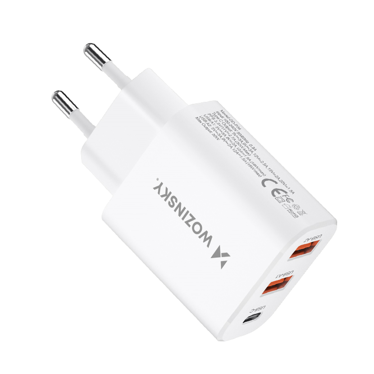 100-240v 30w Usb-c 2x Usb-a Tinklo įkroviklis, Baltos Spalvos