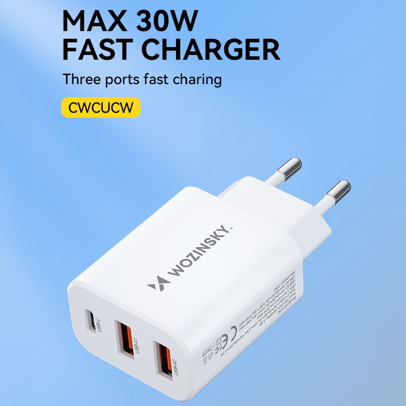 100-240v 30w Usb-c 2x Usb-a Tinklo įkroviklis, Baltos Spalvos